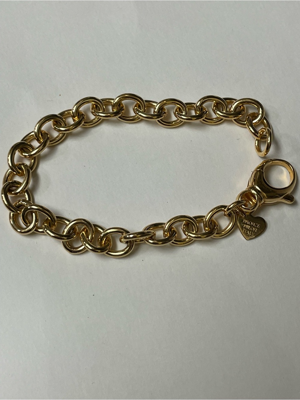 Milor Italy Bronze Gold Plate Chunky Chain Bracelet Y2K McBling Bronzo Italia - Picture 11 of 13